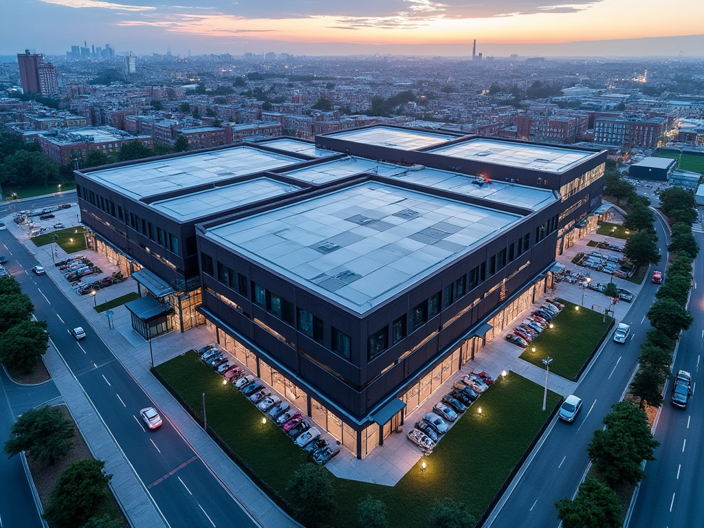 A picture of datacenter that is shot from high above the ground.