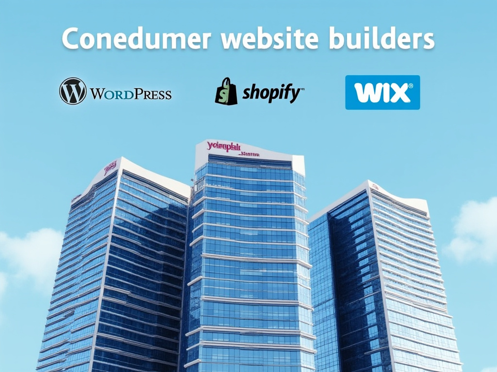 Three skyscrappers representing WordPress, Shopify and Wix