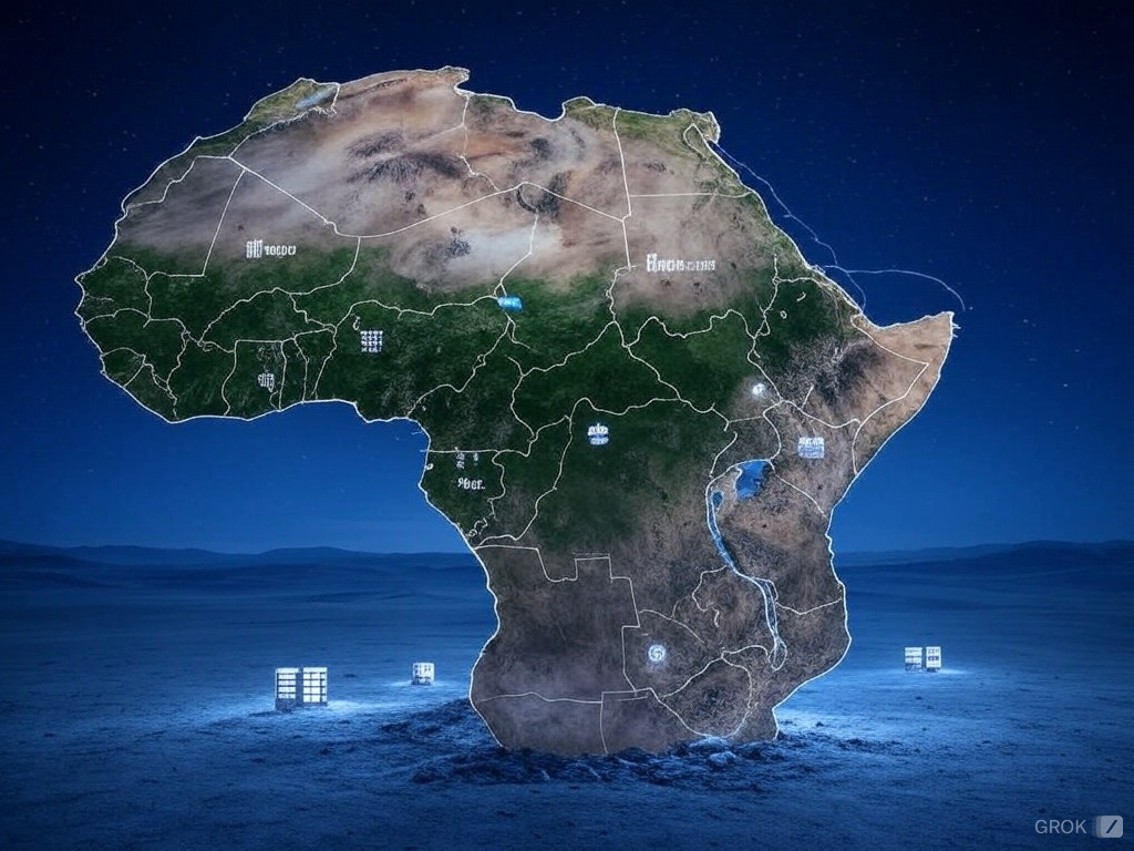 A map of Africa stylishly hanging in the ocean